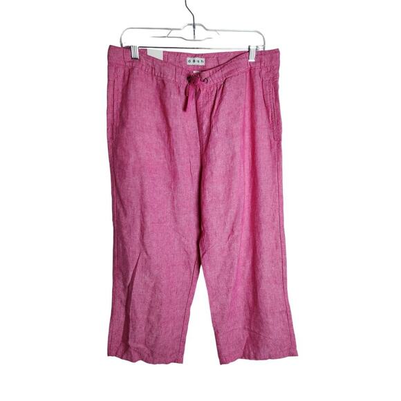 Dash Linen Blend Wide Leg Crop Pants sz L Beach resort vacation cruise pink nwt - Picture 1 of 10